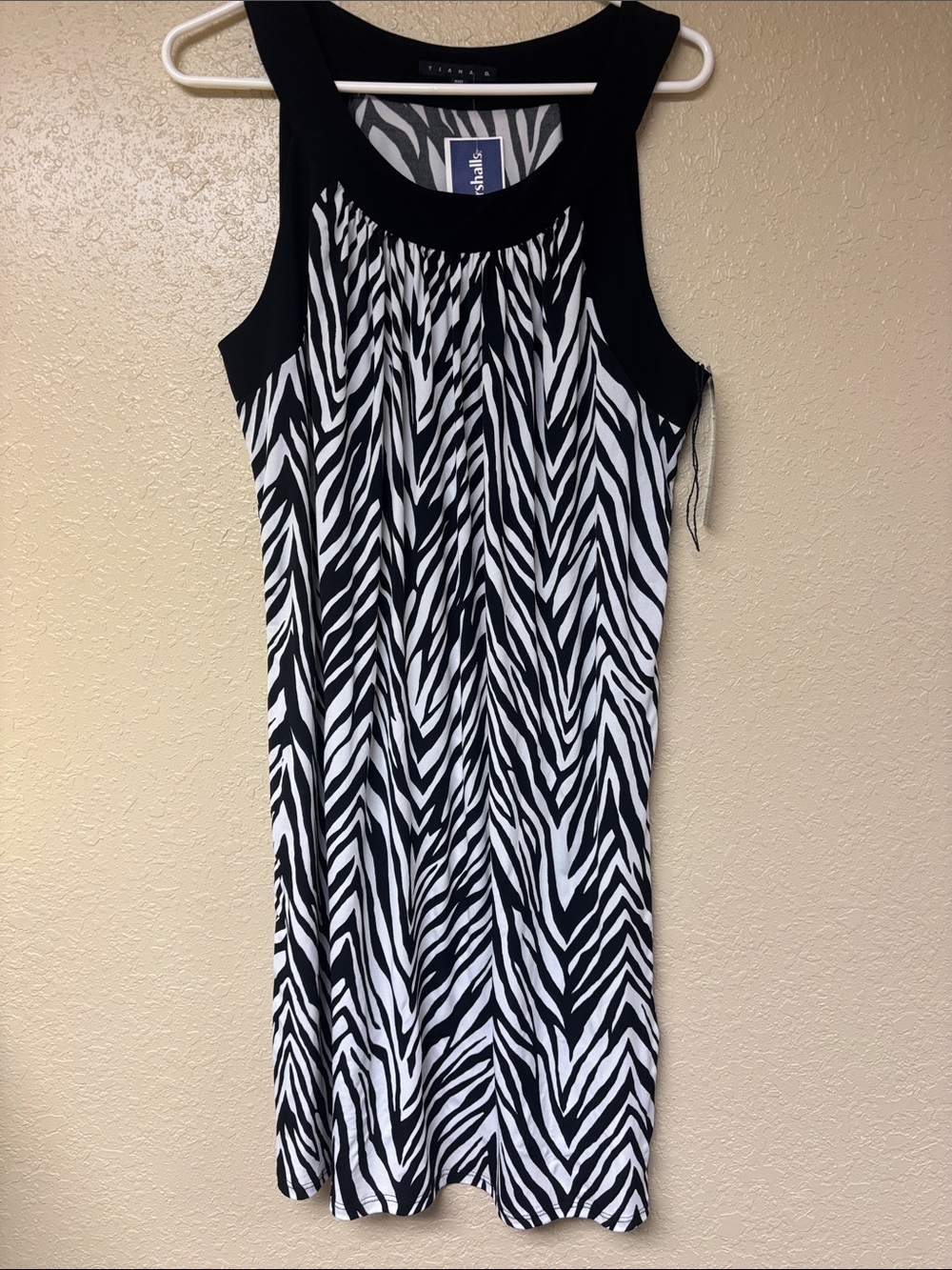 Tiana B. Black and White Zebra Print Sleeveless Dress